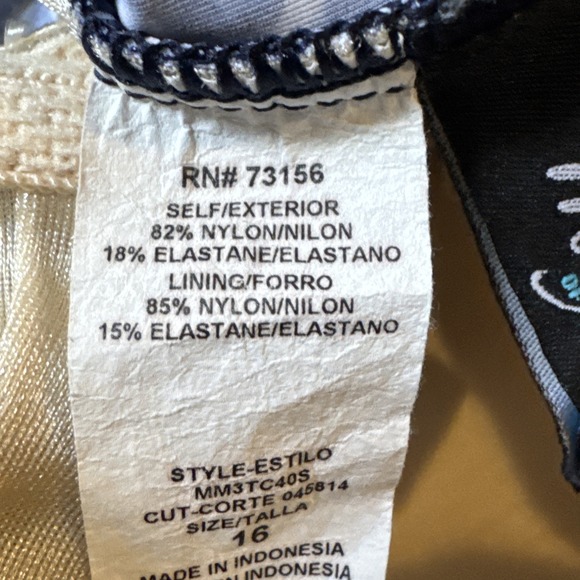 Maxine‎ of Hollywood Swimsuit 16 One Pc Blue White Floral Skirt Padded - Picture 4 of 6